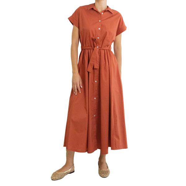 Vestito lungo con bottoni e cinta "Eloise"